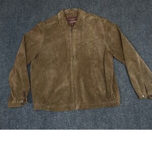 American Classics Leather Bomber Jacket Men's L Brown Zip Button Lined